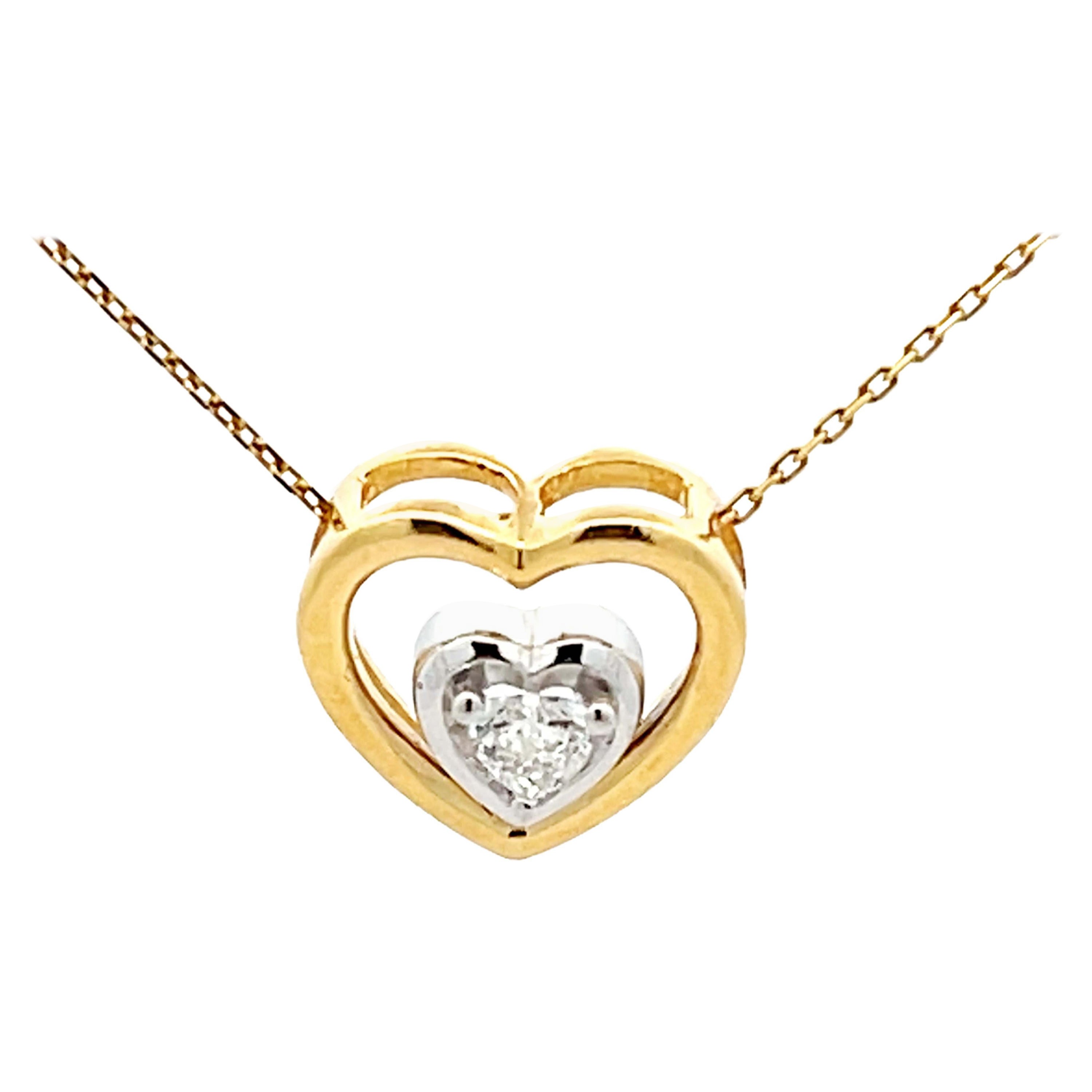 Heart Diamond Heart Necklace 14k Gold