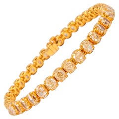 Alexander 16.00ct Oval Yellow Diamond Tennis Bracelet 18k Yellow Gold