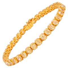 Alexander 12.85ct Oval Yellow Diamond Tennis Bracelet 18k Yellow Gold