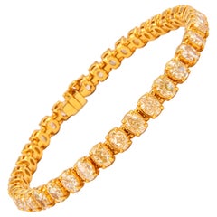 Alexander 15.25ct Oval Yellow Diamond Tennis Bracelet 18k Yellow Gold