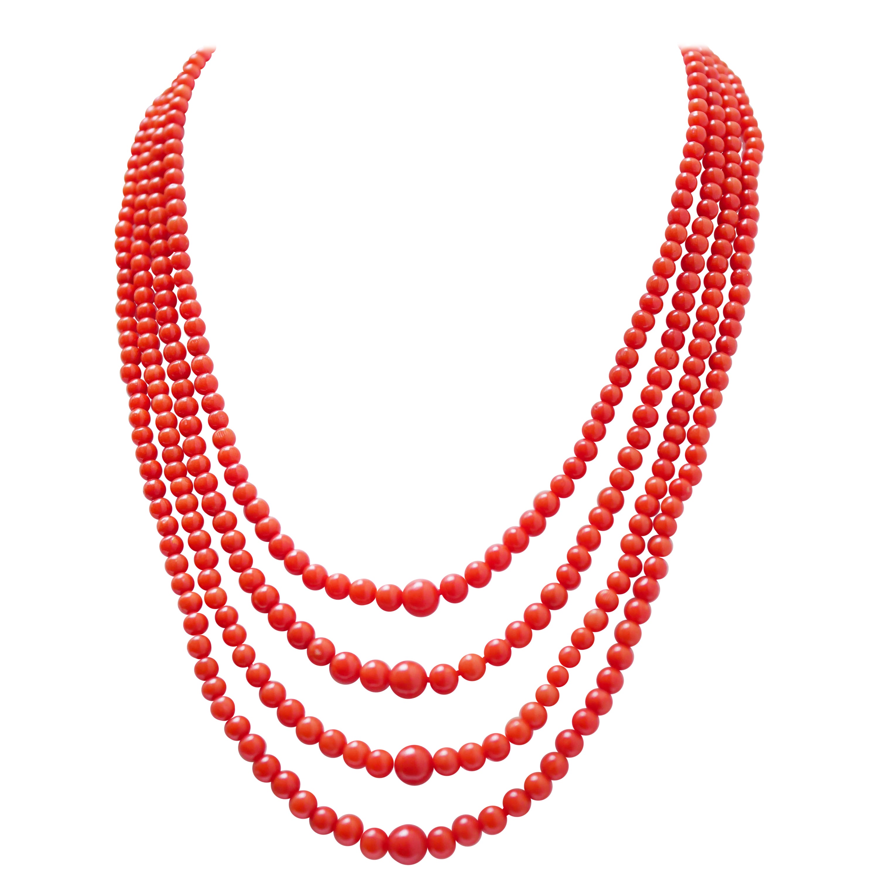 Coral, Multi-Strands Necklace. For Sale