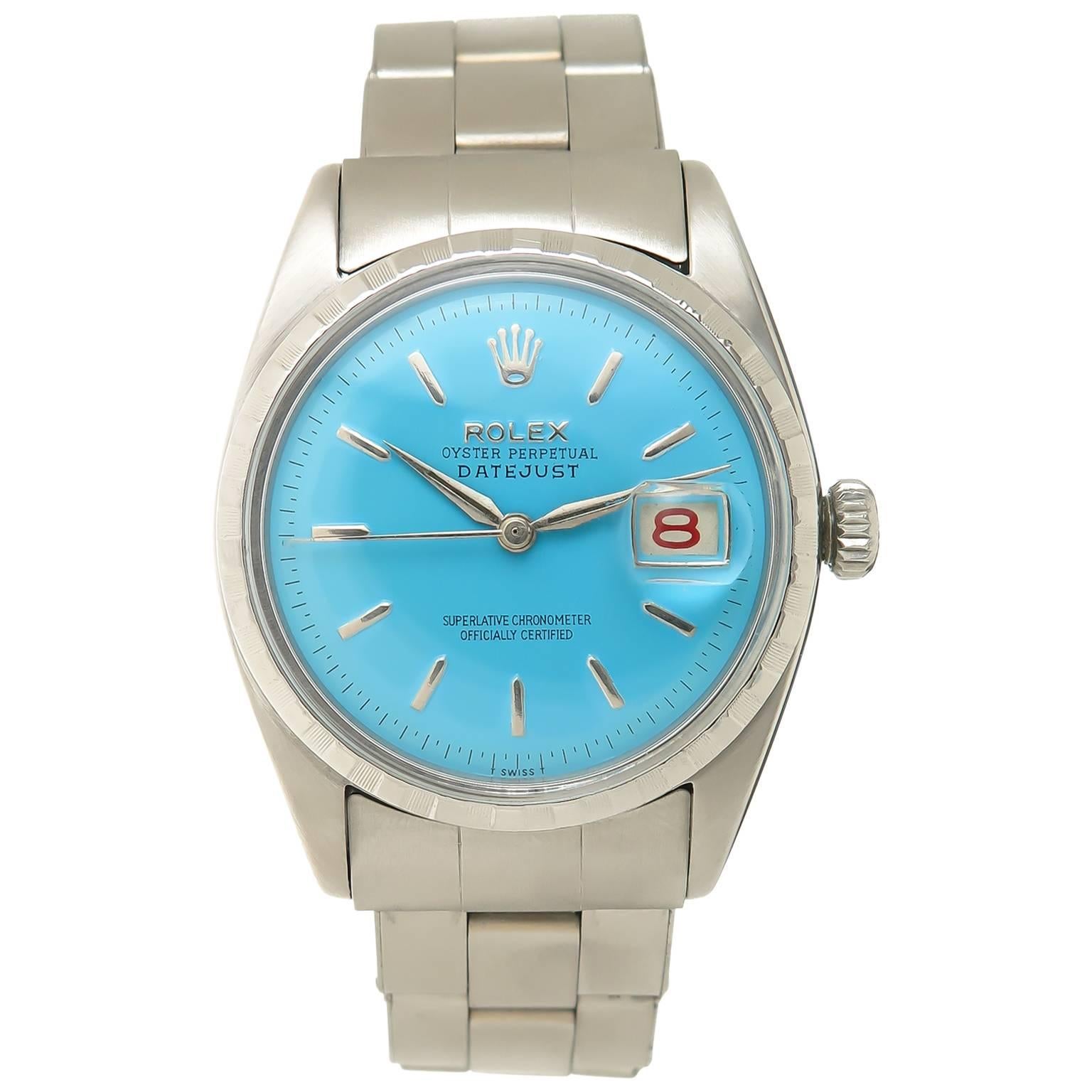 Rolex Stainless Steel Custom Dial Datejust Automatic Wristwatch