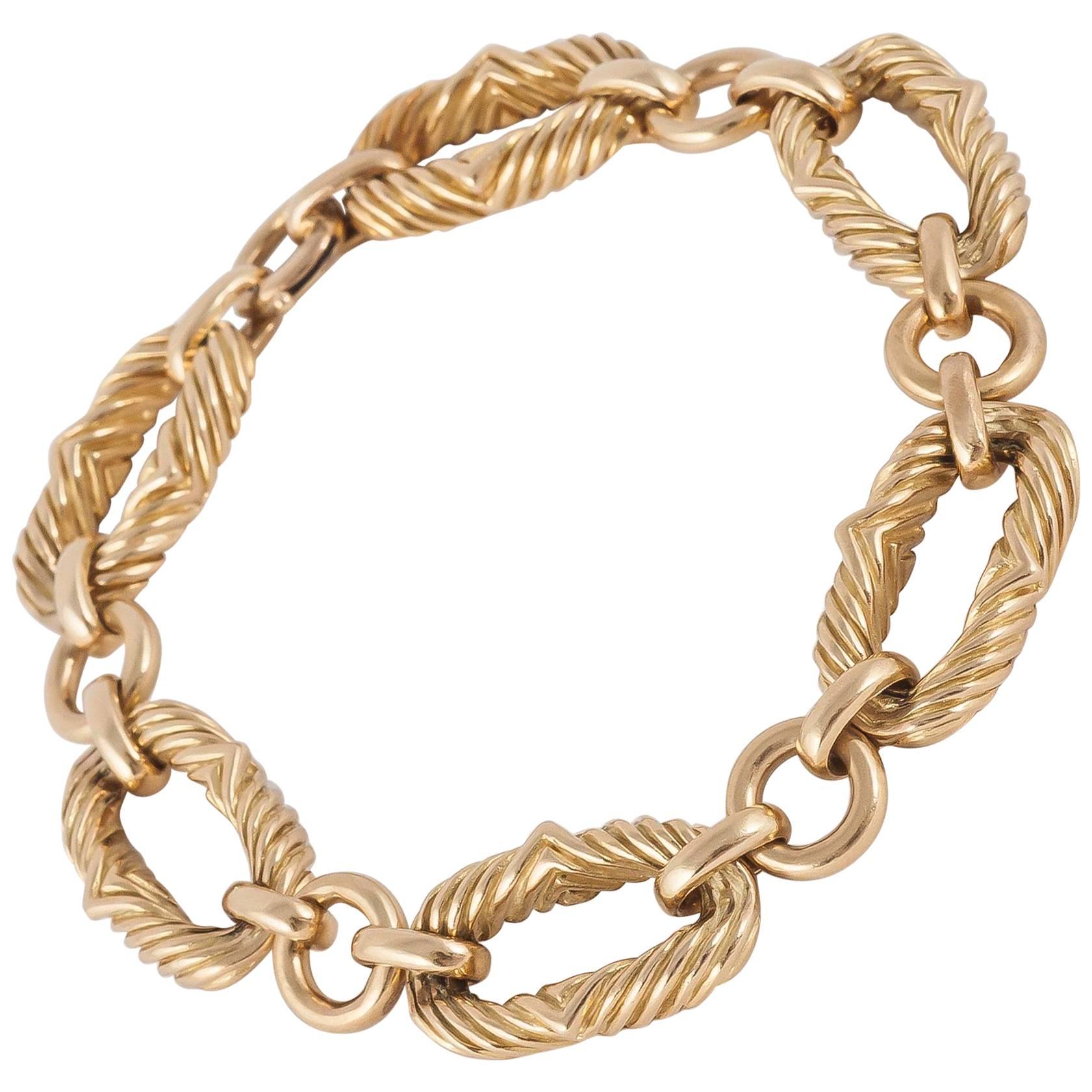 1960s Chaumet Heavy Gold Link Bracelet For Sale