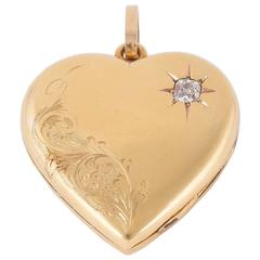 Antique Victorian Diamond Gold Heart Locket