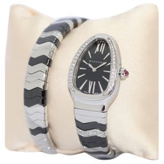 Bulgari Serpenti Spiga Tubogas DamenschlangenWatch, mit Diamanten, schwarze Keramik