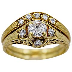 Whitehouse Brothers .42 Carat Diamond Gold Engagement Ring Set