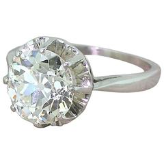 Art Deco 3.23 Carat Old Cut Diamond Platinum Engagement Ring