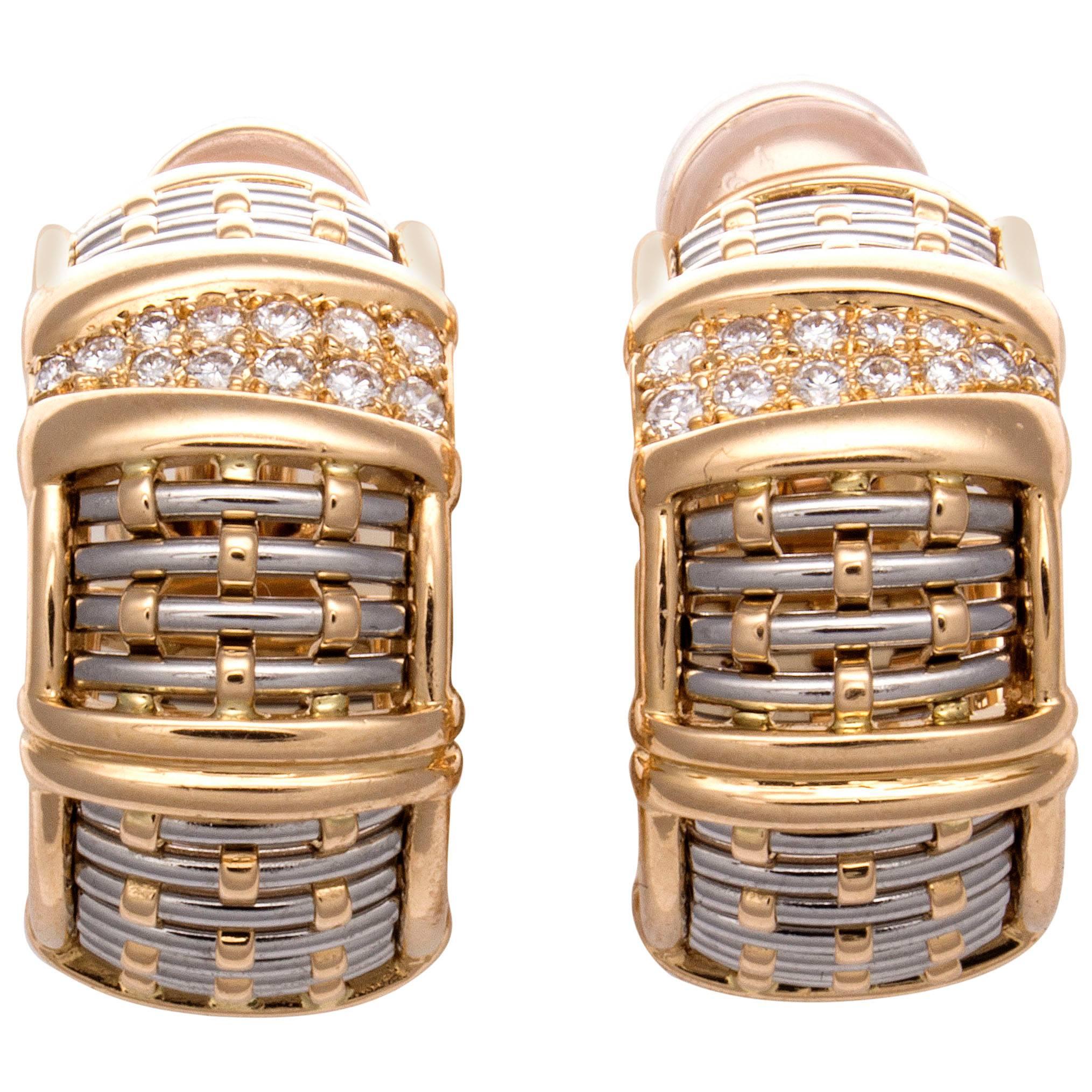 Cartier Diamond Gold Steel Earrings