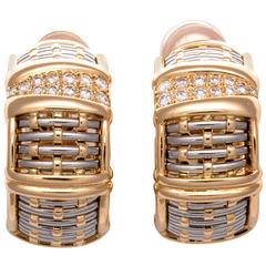Cartier Diamond Gold Steel Earrings