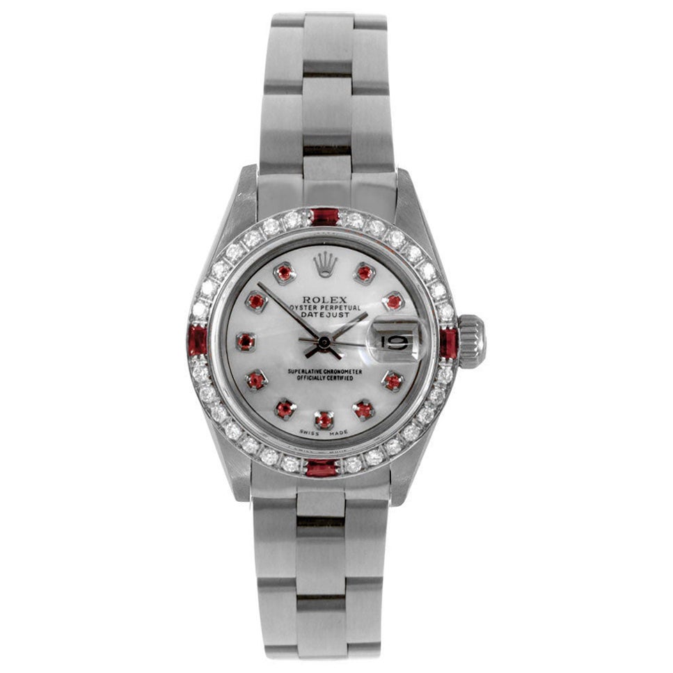 Rolex Ladies 6919 Datejust 26mm MP Diamond ruby oyster steel  For Sale