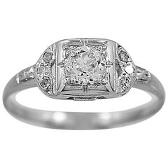 Art Deco .35 Carat Diamond Gold Engagement Ring