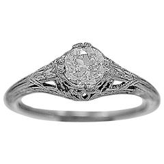 Art Deco .65 Carat Diamond Platinum Engagement Ring 
