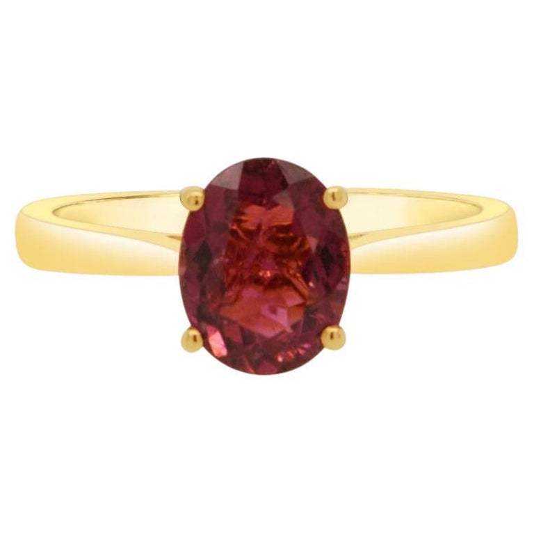 14K Yellow Gold Rubellite Ring For Sale