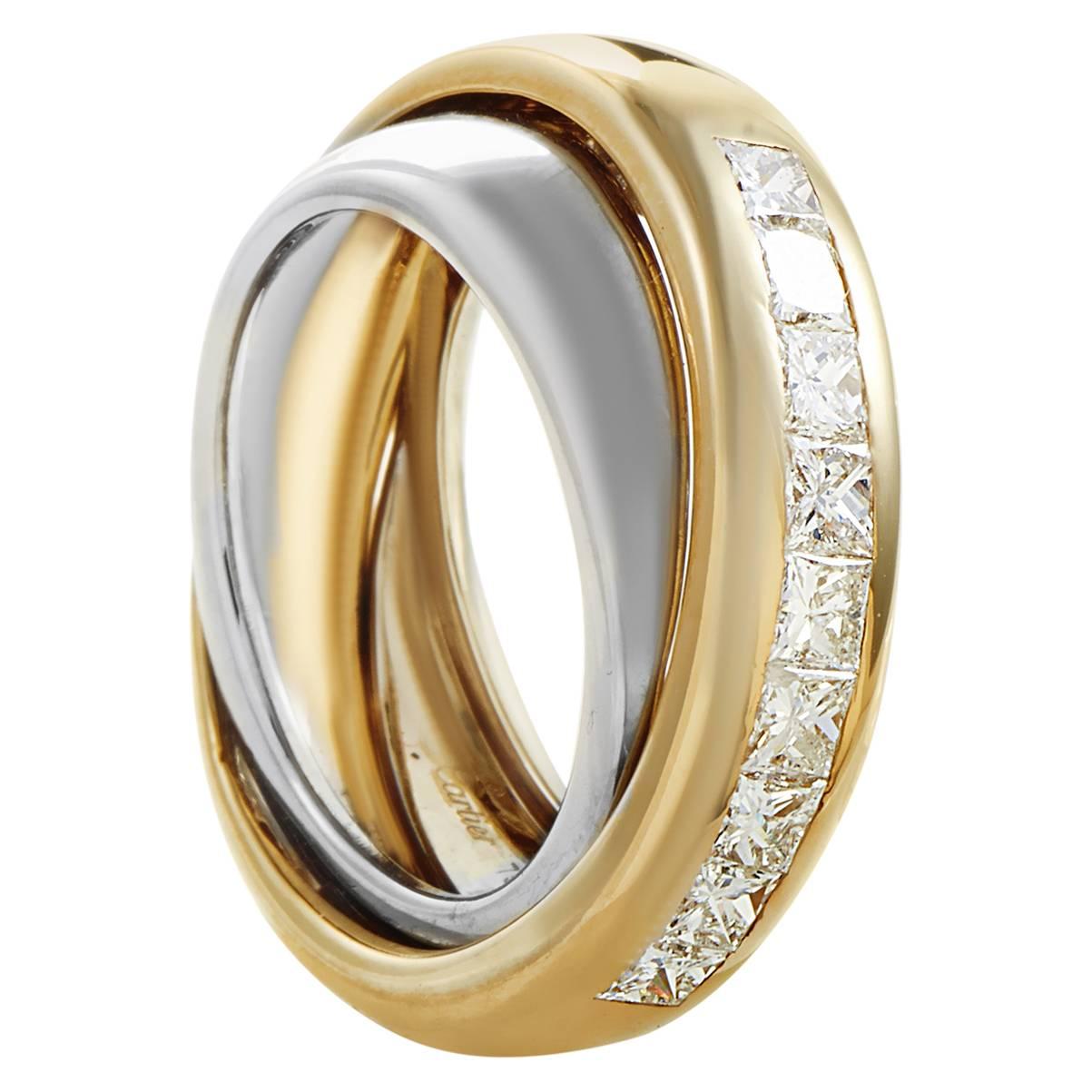 Cartier Invisible Set Diamond Multicolor Gold Band Ring