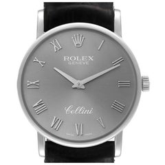 Rolex Cellini Classic White Gold Silver Dial Mens Watch 5115 Card