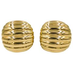 Retro John Hardy Gold Domed Half Hoop Earrings