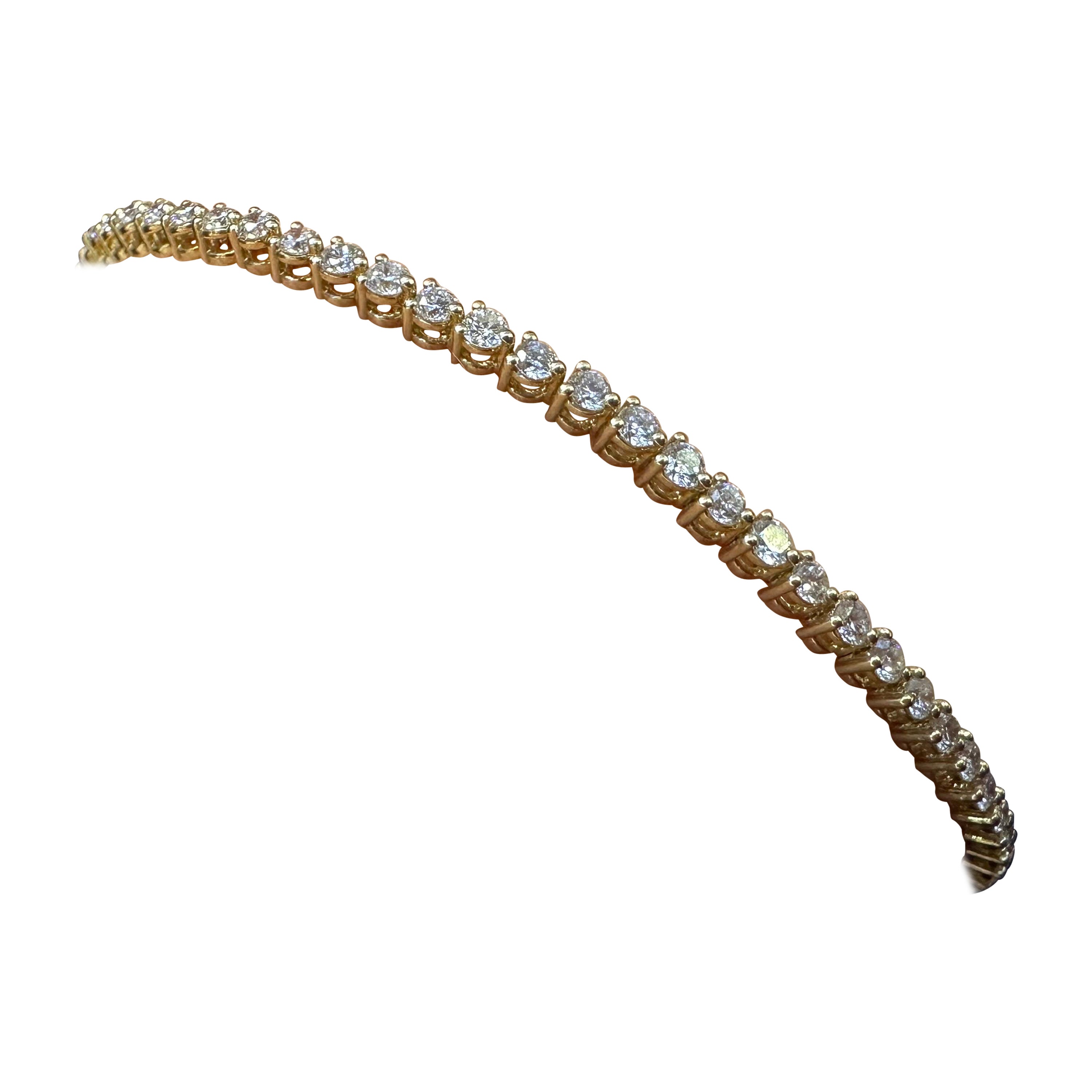 Bracelet tennis bracelet en or 14 carats avec diamants de 2,30 carats en vente