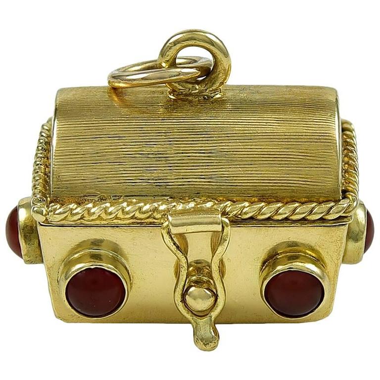 Gold Treasure Chest Charm with Dice For Sale at 1stdibs