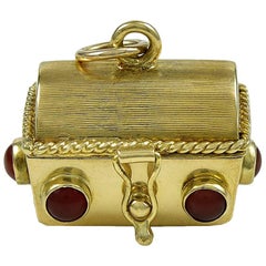 Gold Treasure Chest Charm with Dice