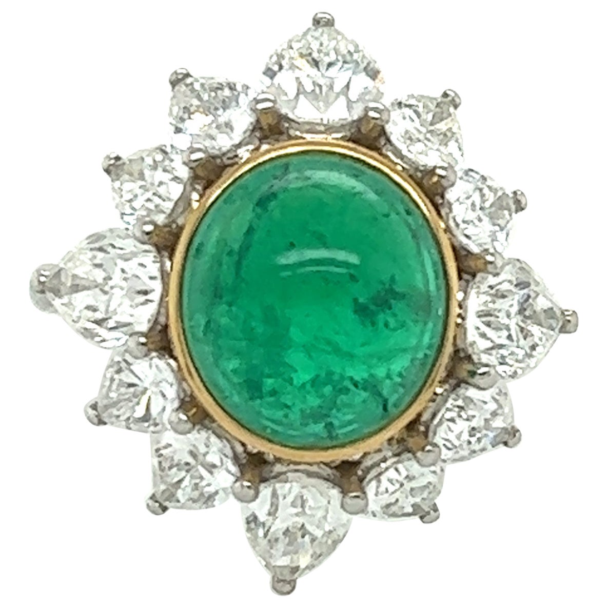 GIA Certified 3.65 Carat Colombian Emerald & Diamond Cocktail Ring Platinum  For Sale