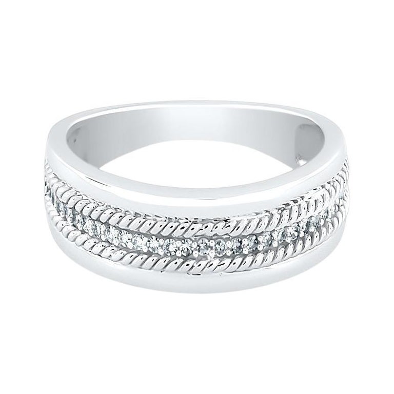 10K White Gold Diamond Band Ring For Sale