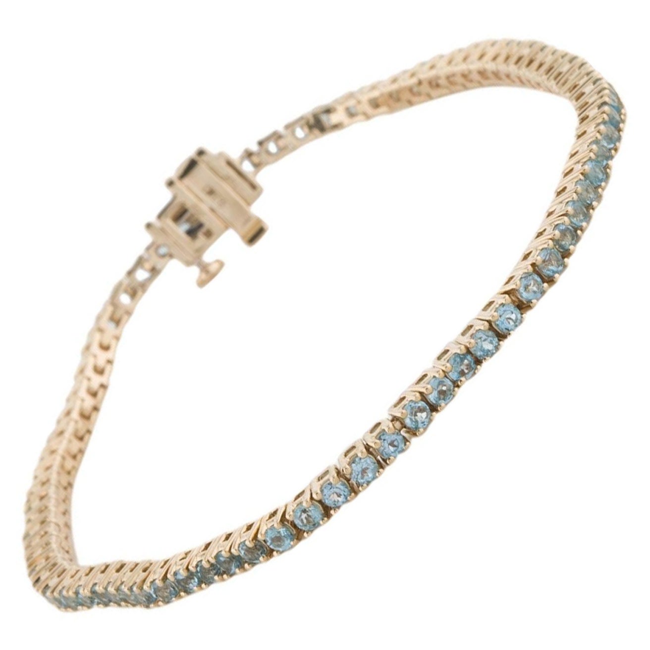 14K Blue Topaz Link Bracelet - Captivating Gemstone Elegance, Timeless Design For Sale