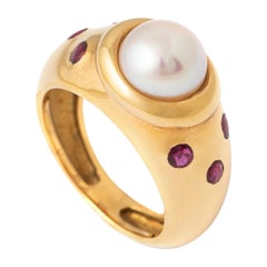 Pearl and Ruby Yellow Gold 18K Ring