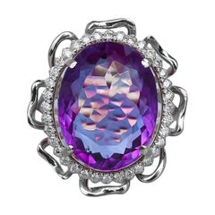 Massive Flower Ring with Amethyst and Topazes