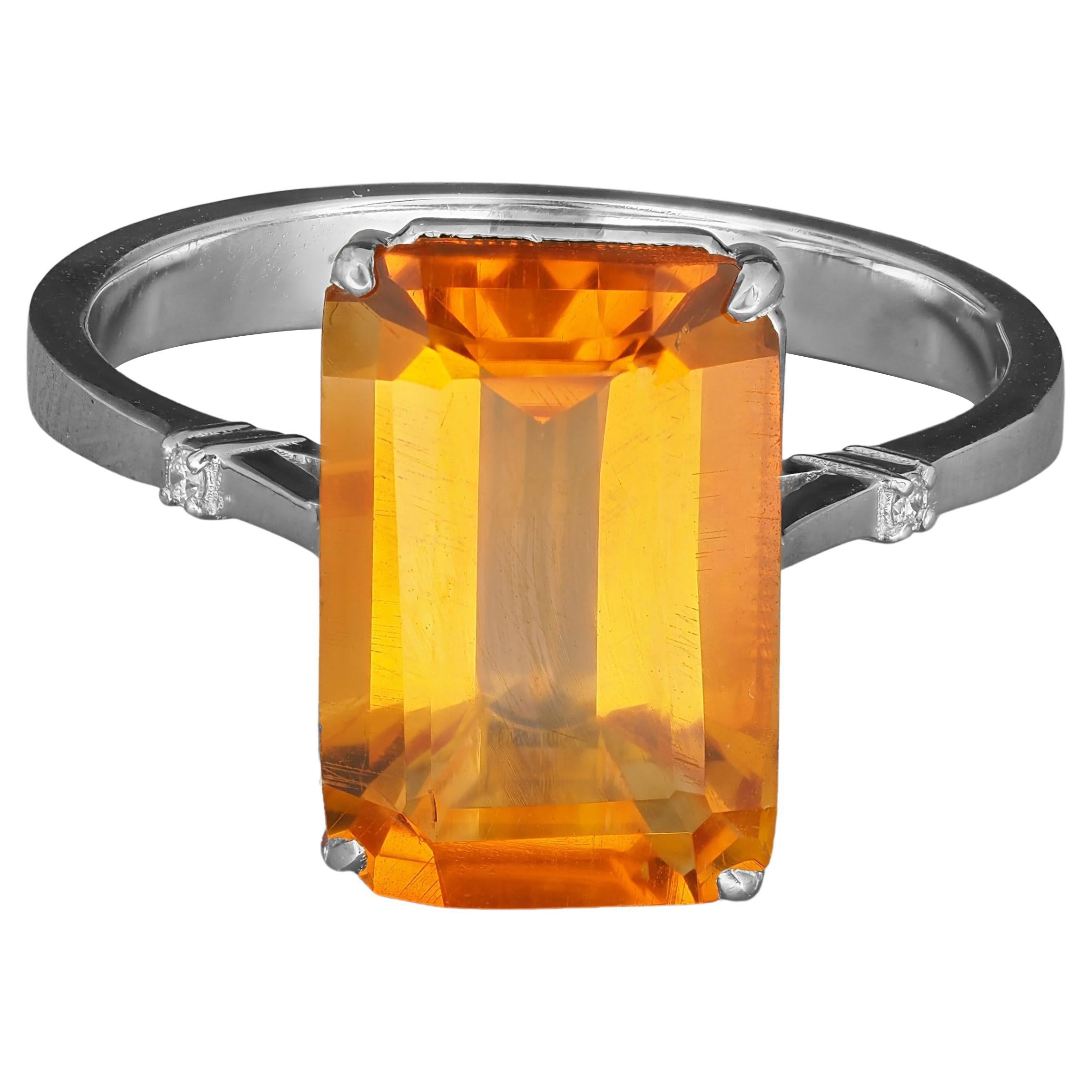 Ring with Natural Citrine and Diamonds