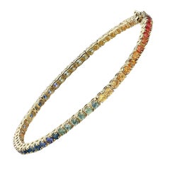 Rainbow Multi Color Naturl Sapphire Tennis Bracelet