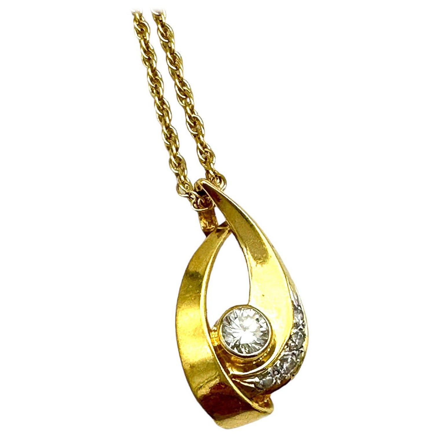 Pendentif Slide en or jaune 14 carats avec diamant de 0,40 carat