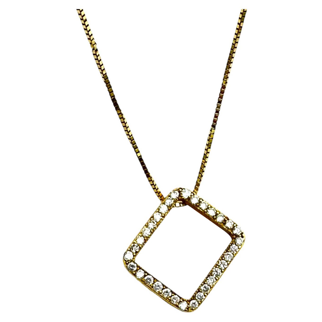 14K Yellow Gold .50 Carat Halo Modern Pendant & Chain VS Quality For Sale
