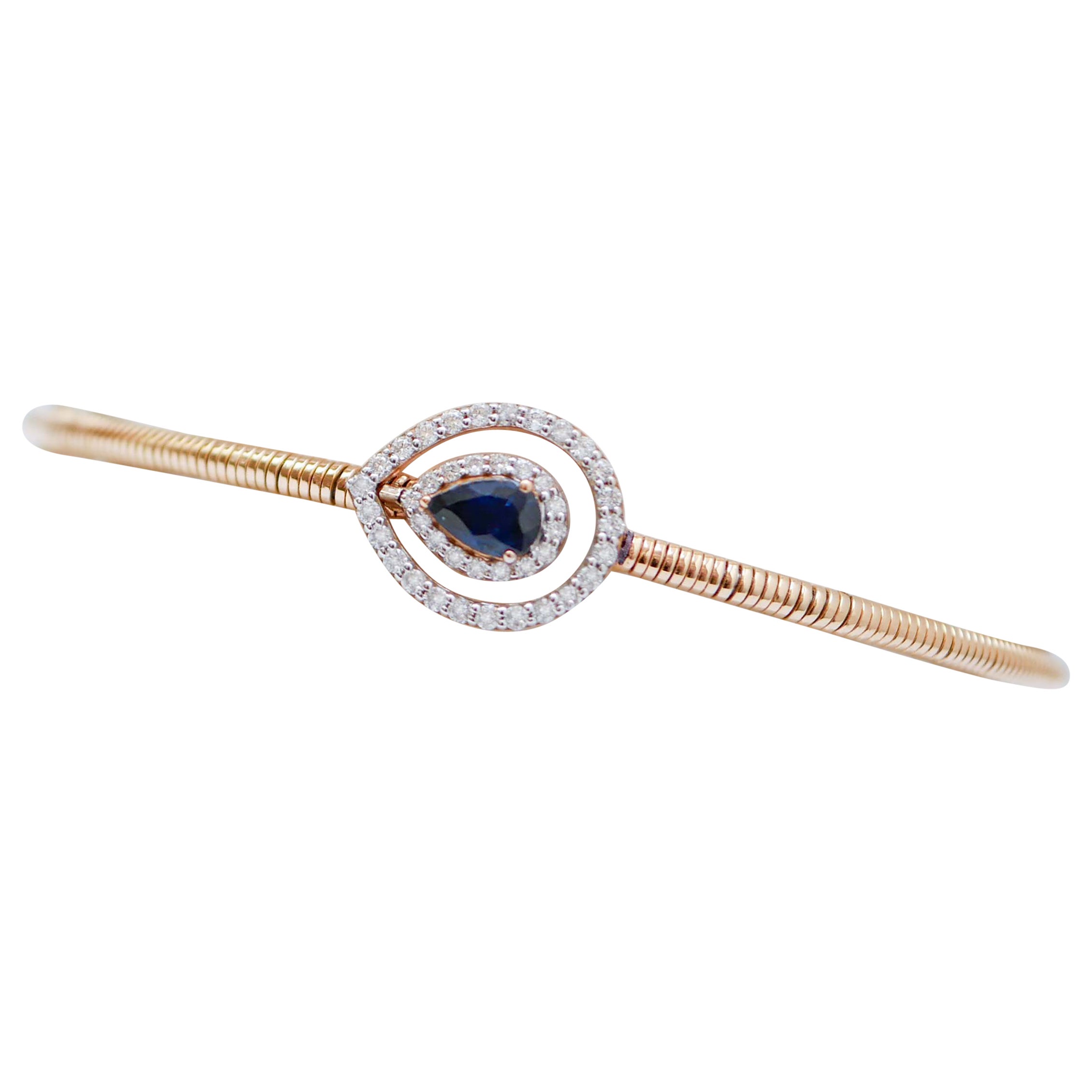 Sapphire, Diamonds, 18  Karat Rose Gold Bracelet. For Sale