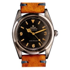 Rolex Original Explorer Chapter Ring Gilt Dial 5504 Steel Automatic Watch, 1959