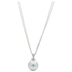 Ferrucci Silver Gray Tahitian Pearl Diamonds Gold Necklace