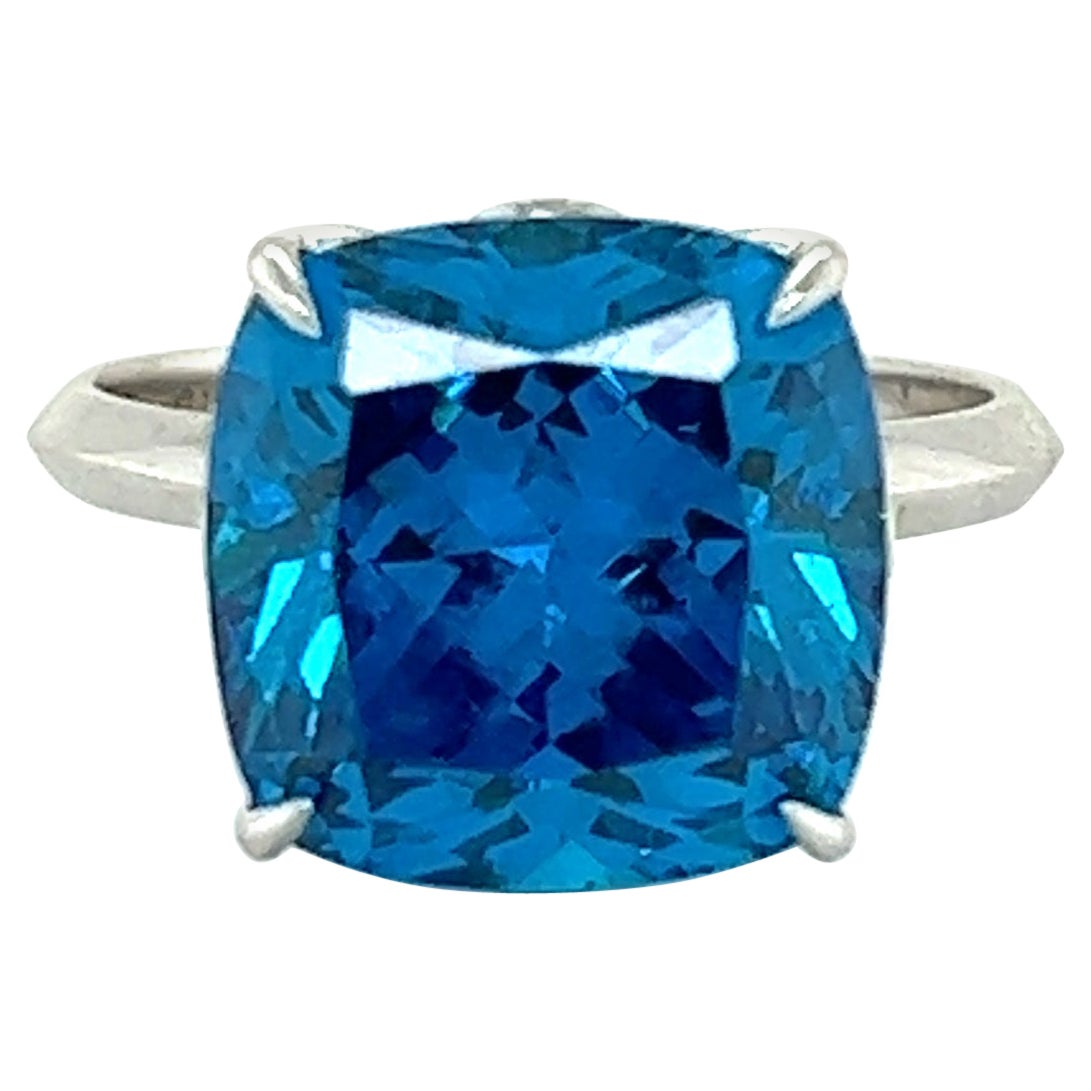 Tiffany & Co. Blue Topaz Cocktail Ring 18k White Gold