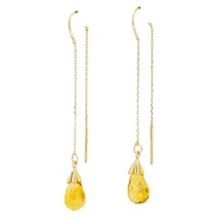 14 K Yellow Gold Threader Earrings with Citrines