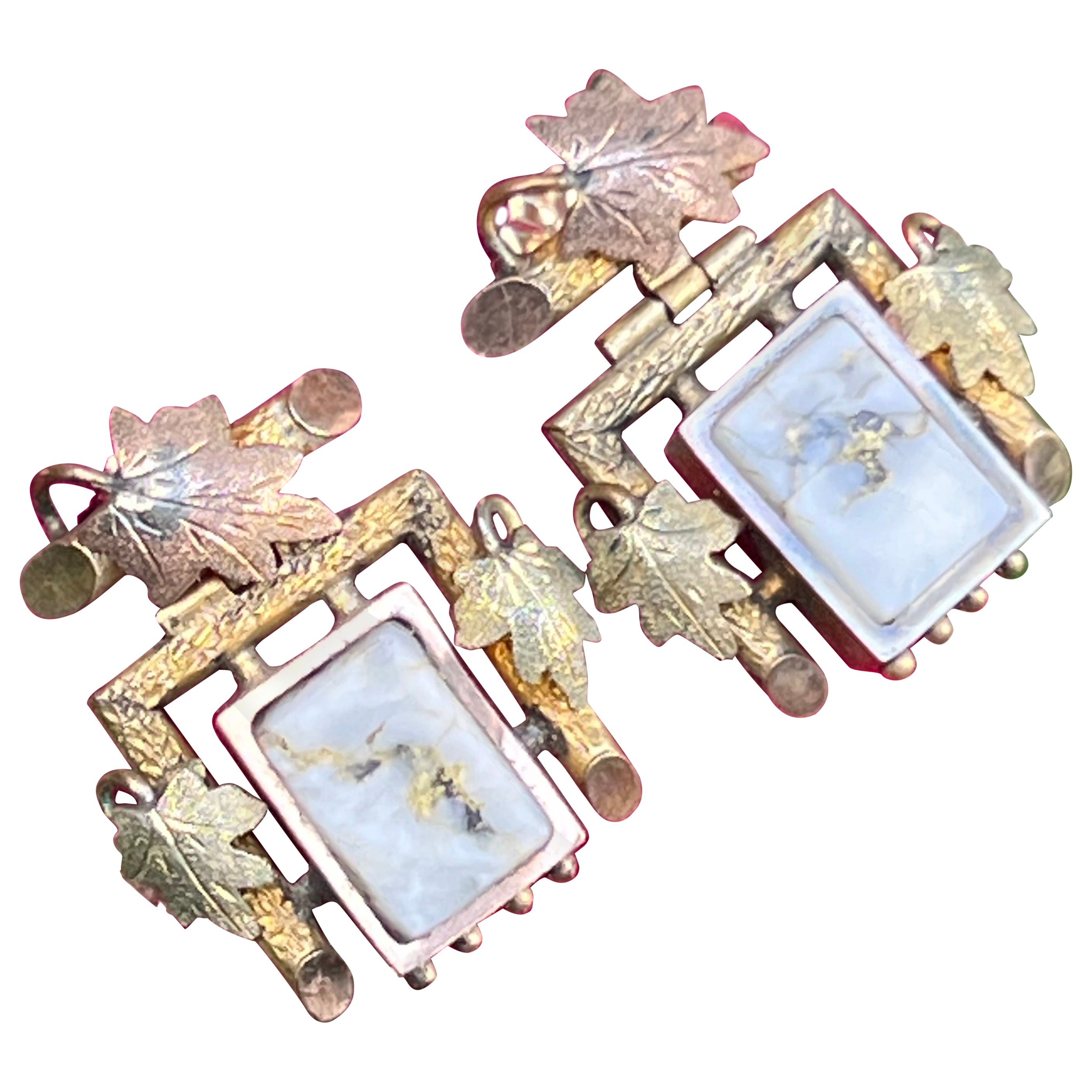 Victorian  Gold Quartz Dangle Earrings  For Sale