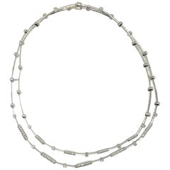 18 Karat Weißgold Doppelreihige Diamant-Halskette mit Diamanten