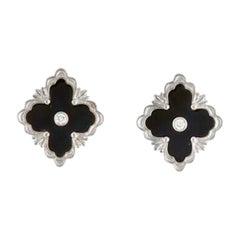 Boucle d'oreille en or 14k classique Silhouettes florales .07 Diamant avec onyx noir 