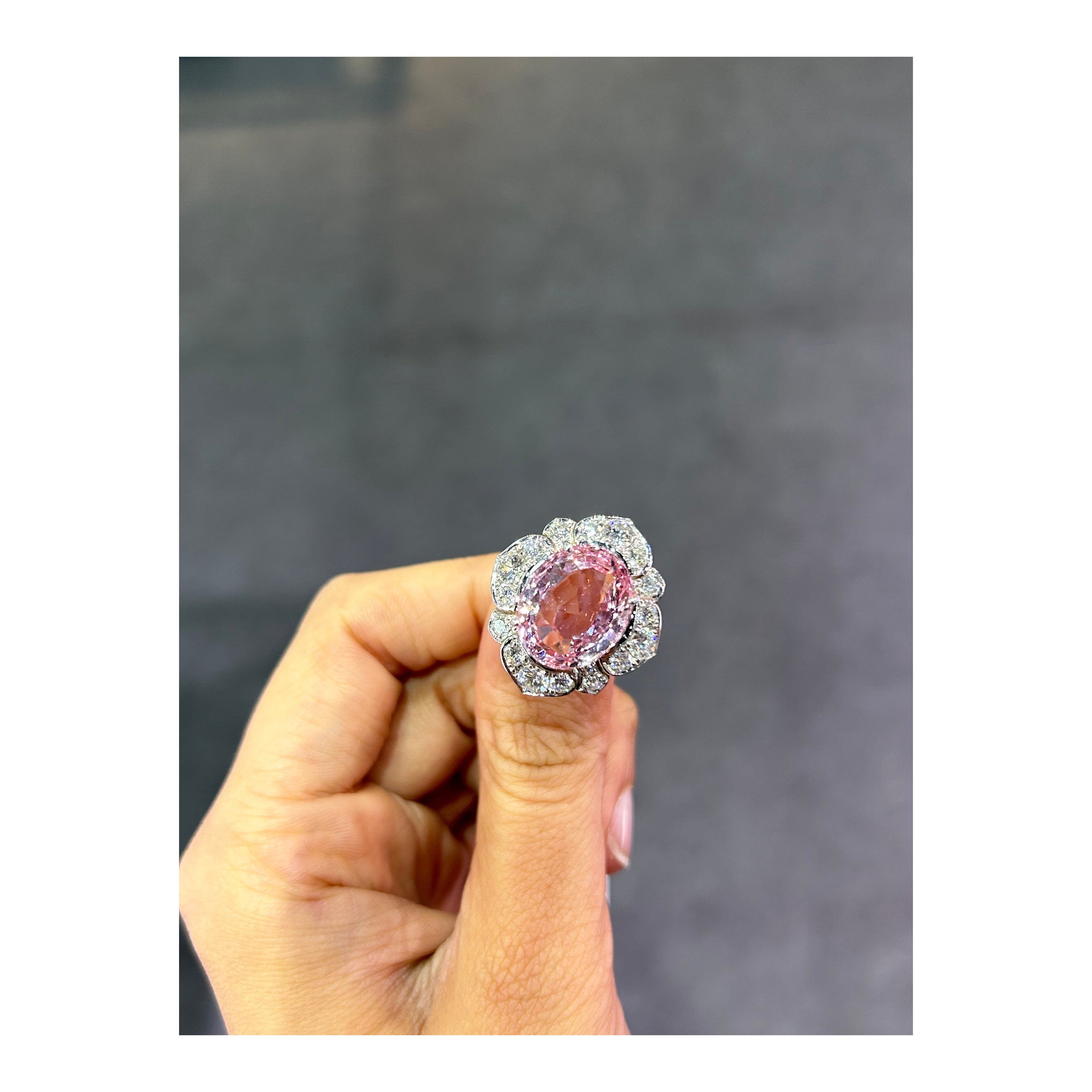 11.99 Carat Padparadscha Sapphire Cocktail Ring For Sale