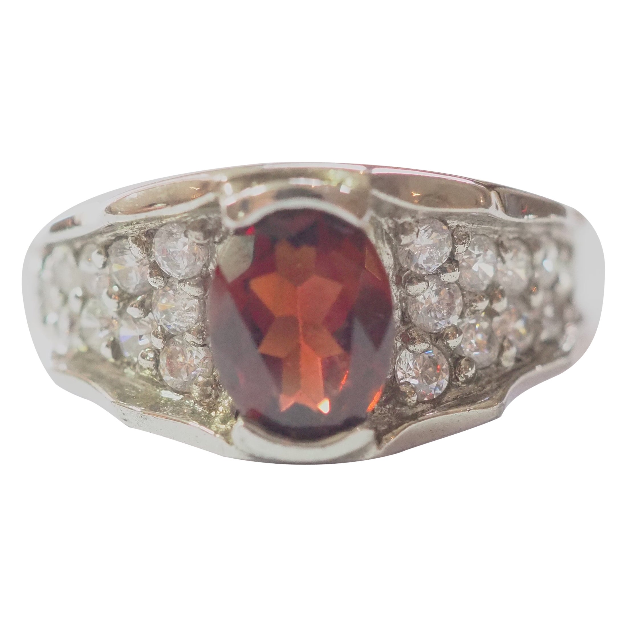NOVICA Artisan Handmade Garnet Cocktail Ring Carved Jamaica