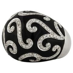 18K Legazzi Black Enamel Diamond Dome Ring 12
