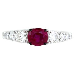 1.01 Carats Ruby Ring with old miner diamonds