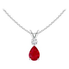 ANGARA 0.40ct Ruby Teardrop Pendant with Diamond in Platinum