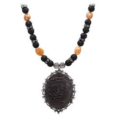 Lave Cameo Pendant Necklace with Diamonds 11