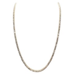 15 Carat Round Diamond Tennis Necklace 14 Karat Yellow Gold 16''