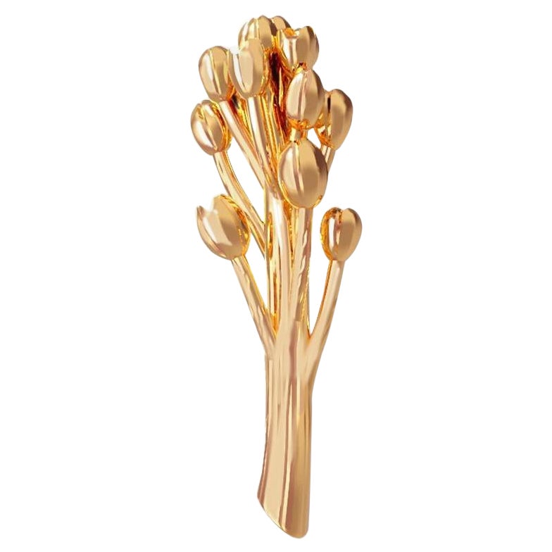 Eighteen Karat Yellow Gold Contemporary Antirrhinum Brooch  For Sale