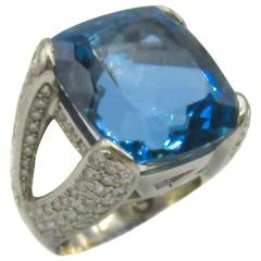Exquisite Aquamarine Diamond Gold Ring 7