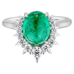 1.88ct Oval Muzo Emerald And Diamond Engagement Ring